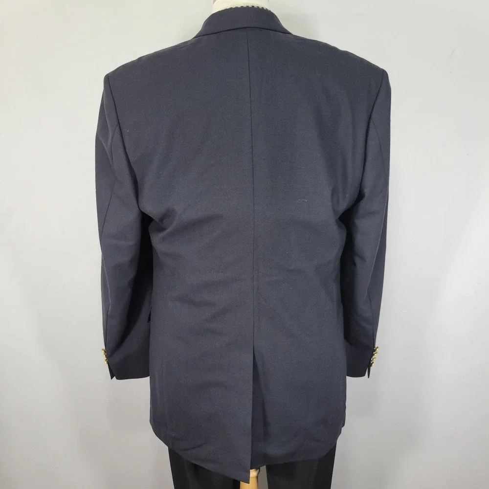 Brooks Brothers 346 Men's Sport Coat Blazer Two‎ Button Navy Blue Stretch 43L